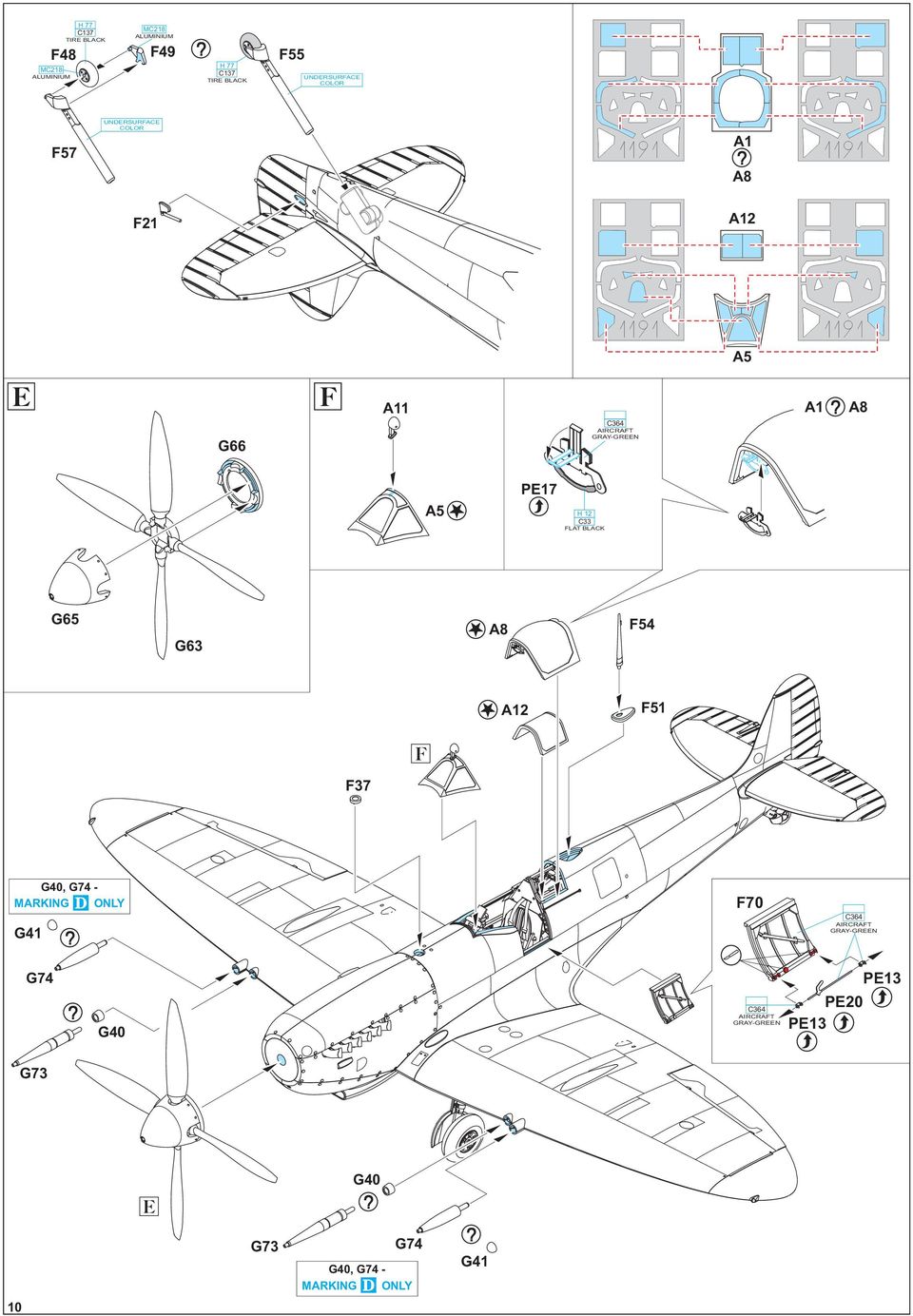 G63 A8 F5 A12 F51 F F37 G0, G7 - MARKING G1 F70 G7