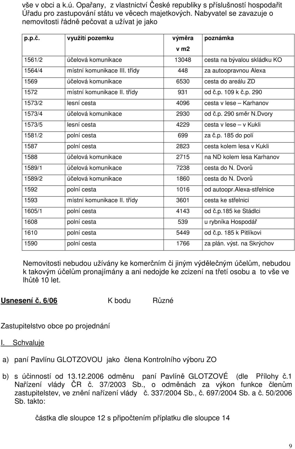 třídy 448 za autoopravnou Alexa 1569 účelová komunikace 6530 cesta do areálu ZD 1572 místní komunikace II. třídy 931 od č.p. 109 k č.p. 290 1573/2 lesní cesta 4096 cesta v lese Karhanov 1573/4 účelová komunikace 2930 od č.