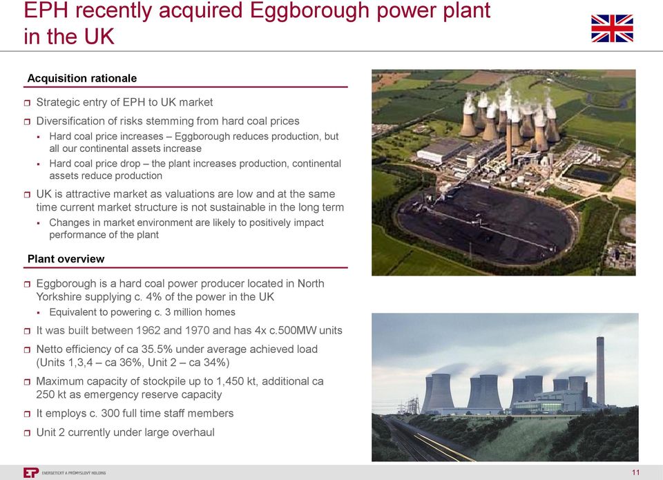 are low and at the same time current market structure is not sustainable in the long term Changes in market environment are likely to positively impact performance of the plant Germany Plant overview