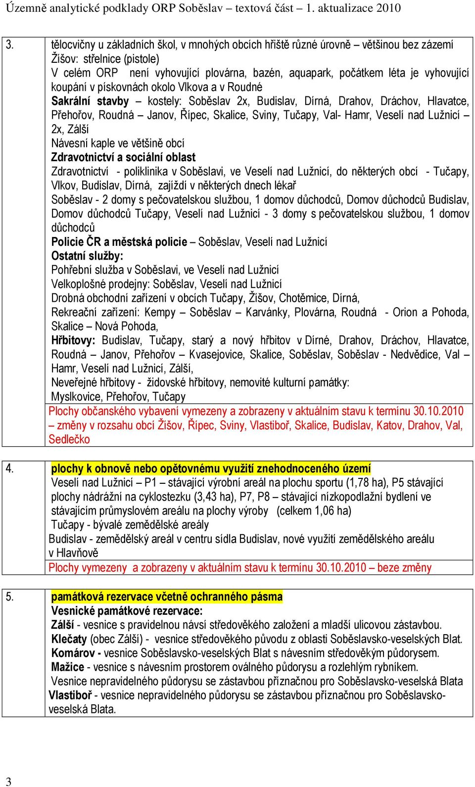 Hamr, Veselí nad Lužnicí 2x, Zálší Návesní kaple ve většině obcí Zdravotnictví a sociální oblast Zdravotnictví - poliklinika v Soběslavi, ve Veselí nad Lužnicí, do některých obcí - Tučapy, Vlkov,