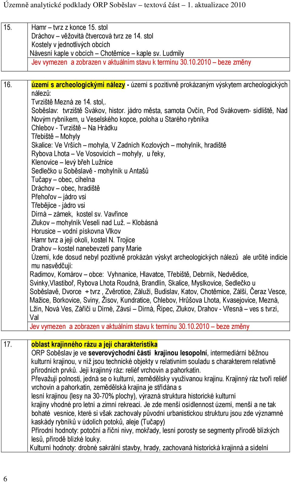 jádro města, samota Ovčín, Pod Svákovem- sídliště, Nad Novým rybníkem, u Veselského kopce, poloha u Starého rybníka Chlebov - Tvrziště Na Hrádku Třebiště Mohyly Skalice: Ve Vrších mohyla, V Zadních