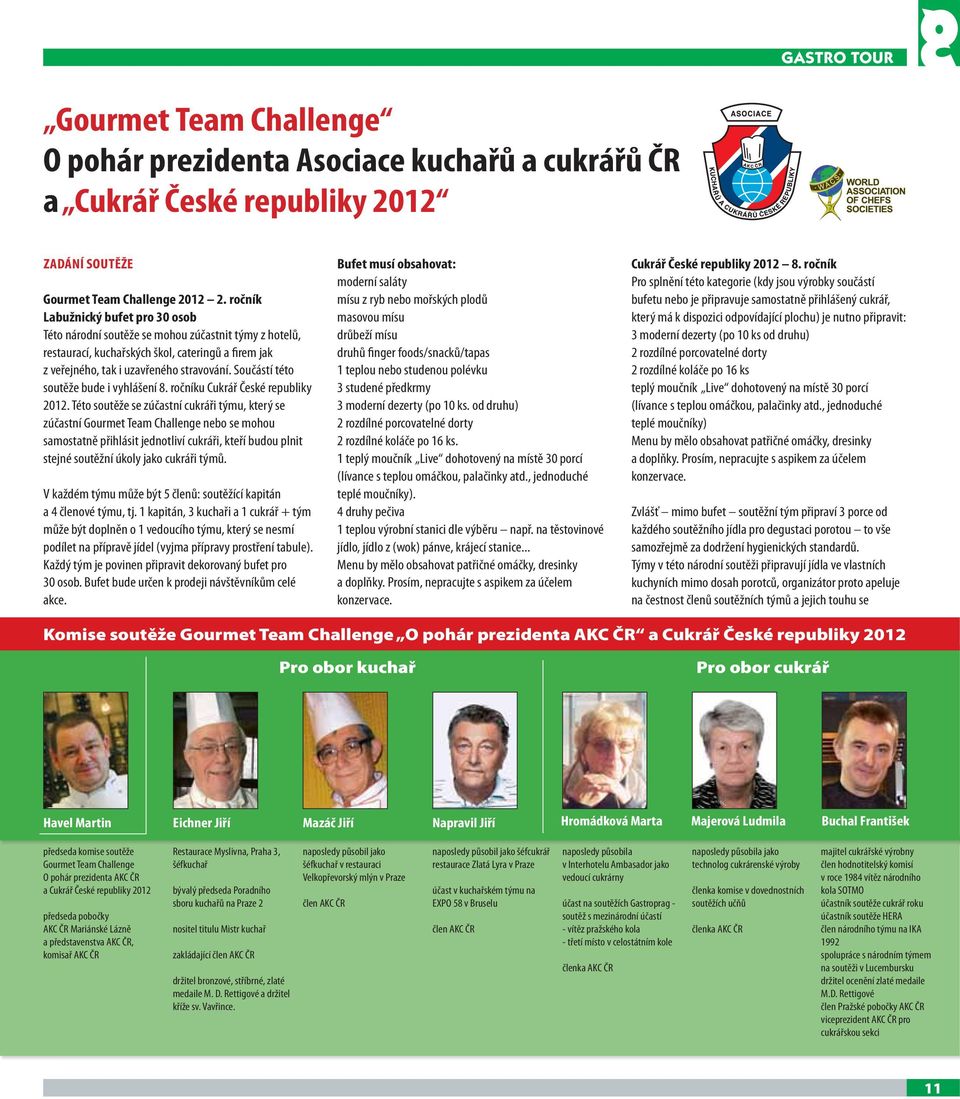 Součástí této soutěže bude i vyhlášení 8. ročníku Cukrář České republiky 2012.