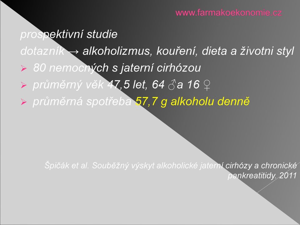 let, 64 a 16 průměrná spotřeba 57,7 g alkoholu denně Špičák et al.