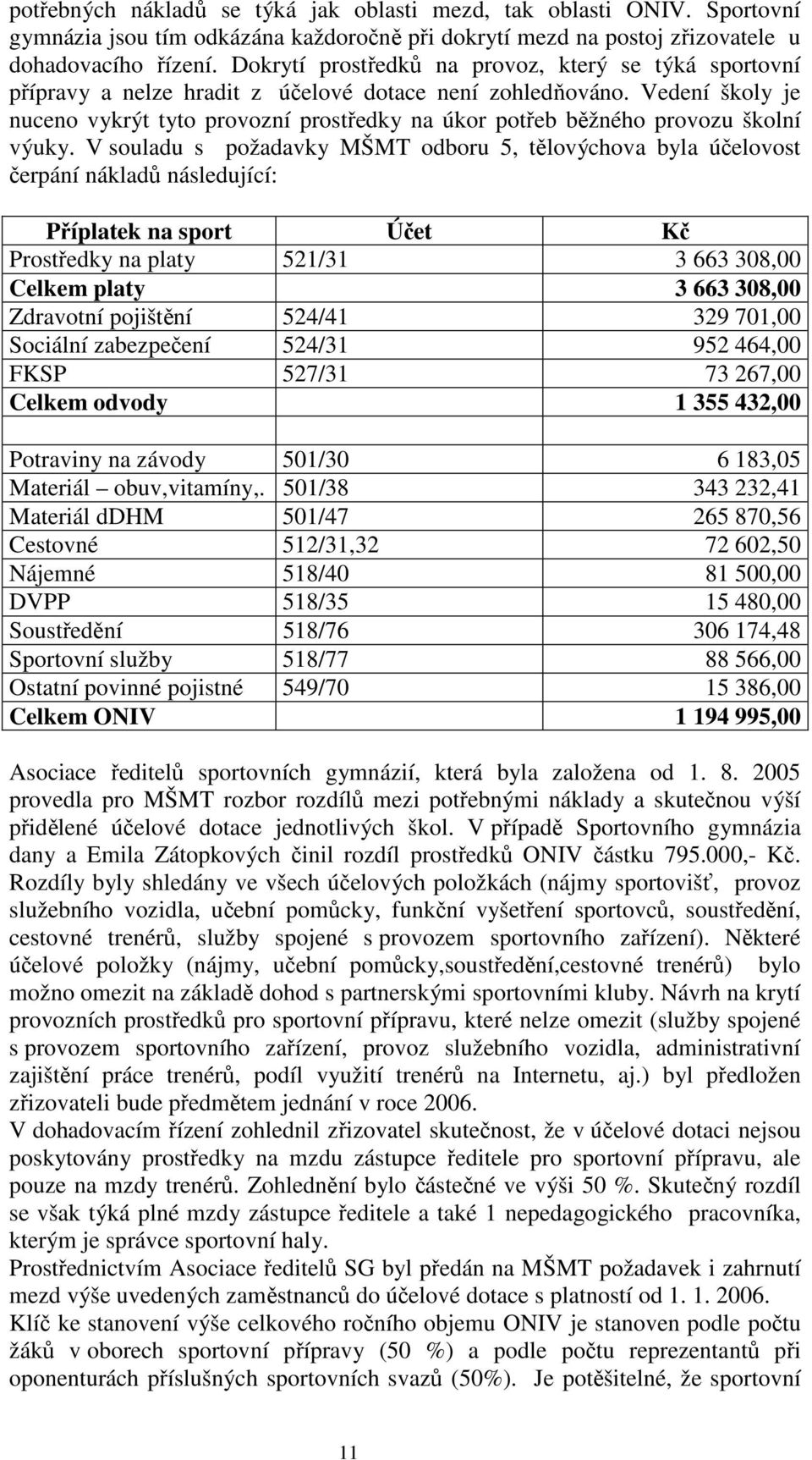 Vedení školy je nuceno vykrýt tyto provozní prostředky na úkor potřeb běžného provozu školní výuky.