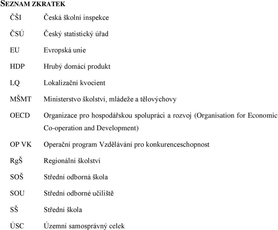 hospodářskou spolupráci a rozvoj (Organisation for Economic Co-operation and Development) Operační program Vzdělávání