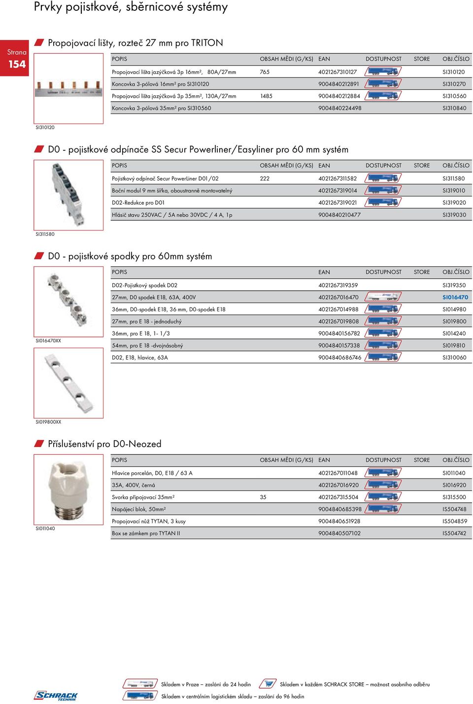 systém Pojistkový odpínač Secur PowerLiner D01/02 222 4021267311582 SI311580 Boční modul 9 mm šířka, oboustranně montovatelný 4021267319014 SI319010 D02-Redukce pro D01 4021267319021 SI319020 Hlásič