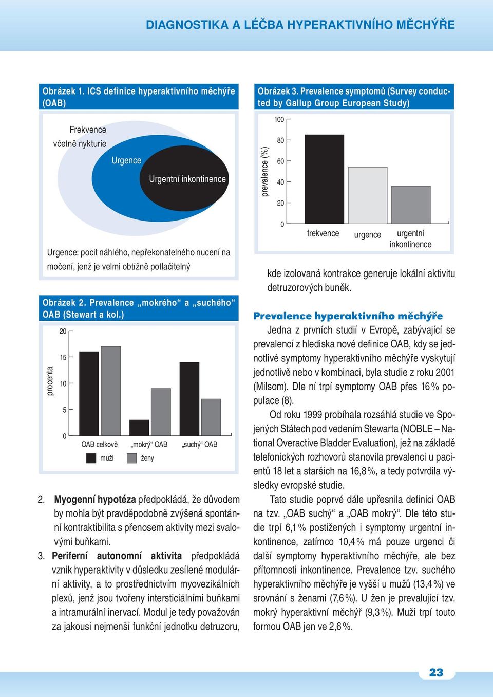 nucení na močení, jenž je velmi obtížně potlačitelný Obrázek 2. Prevalence mokrého a suchého OAB (Stewart a kol.) procenta 20 15 10 5 0 OAB celkově mokrý OAB suchý OAB muži ženy 2.