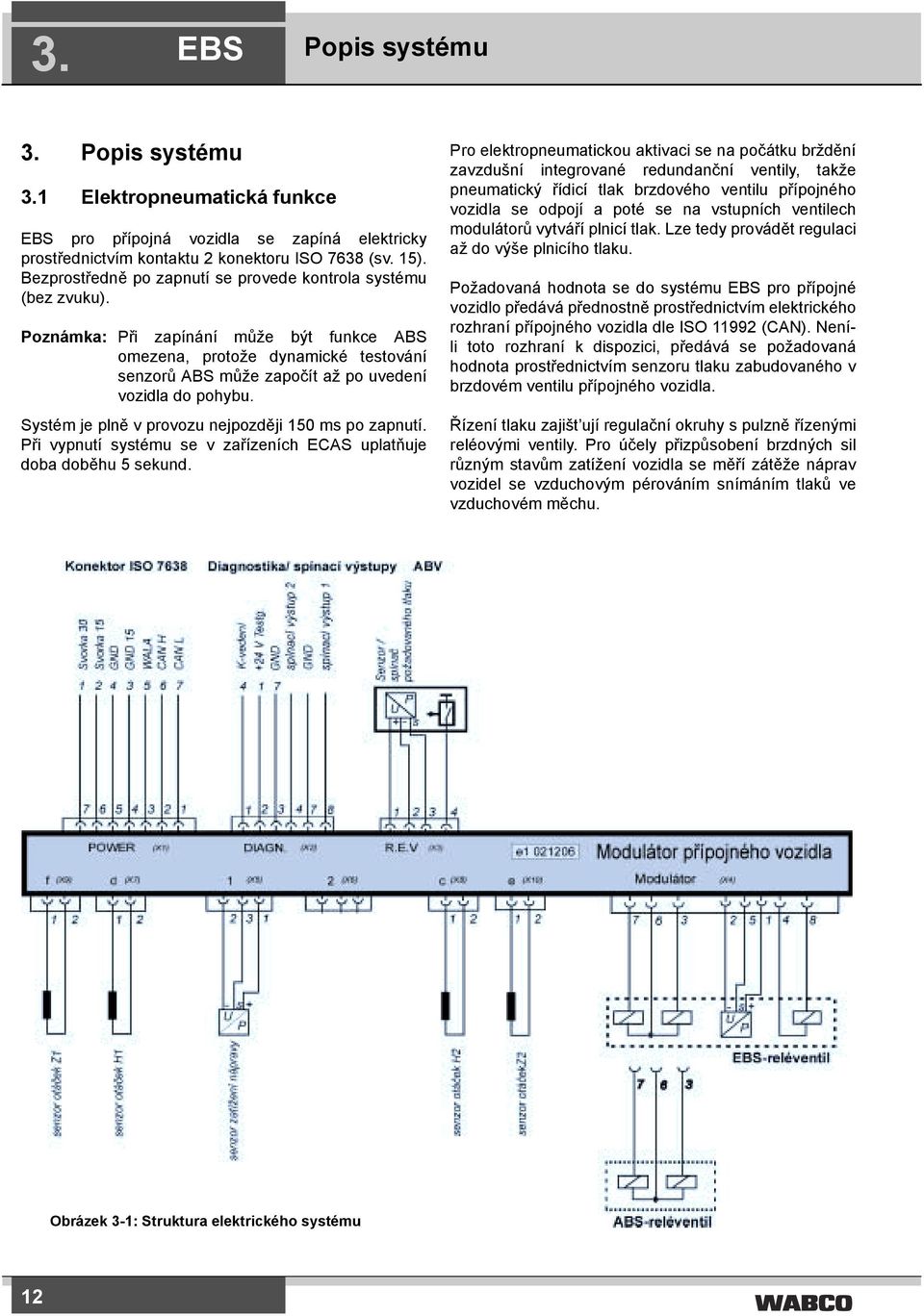 Poznámka: Při zapínání může být funkce ABS omezena, protože dynamické testování senzorů ABS může započít až po uvedení vozidla do pohybu. Systém je plně v provozu nejpozději 150 ms po zapnutí.