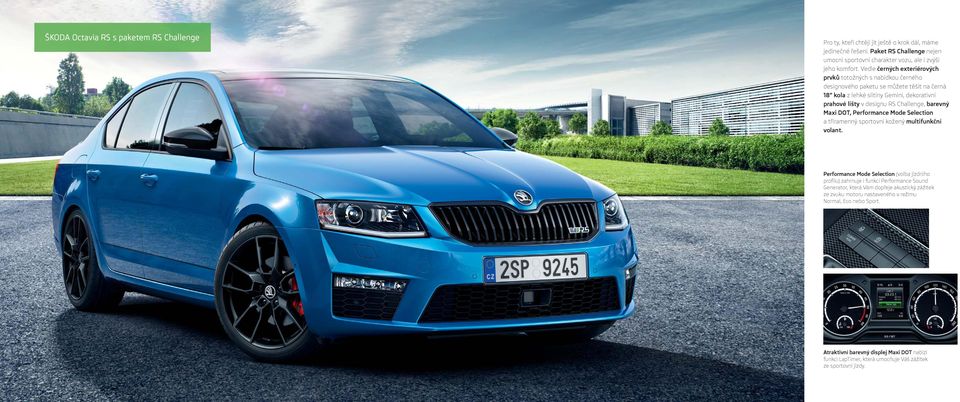 barevný Maxi DOT, Performance Mode Selection a tříramenný sportovní kožený multifunkční volant.