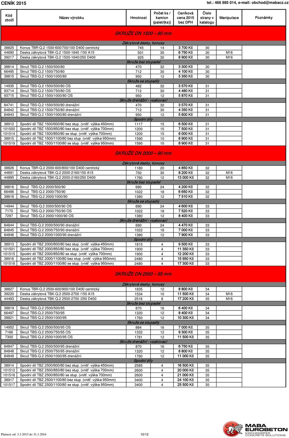 2 1500/1000/80 950 12 5 350 Kč 30 Skruže se stupadly 14935 Skruž TBS-Q.2 1500/500/80 OS 482 32 3 570 Kč 31 93714 Skruž TBS-Q.2 1500/750/80 OS 712 30 4 480 Kč 31 93715 Skruž TBS-Q.