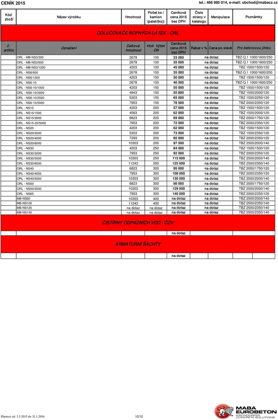 150 50 000 ORL - NS6-10 2678 150 46 500 ORL - NS6-10/1000 4203 150 55 000 ORL - NS6-10/2000 4943 150 55 800 ORL - NS6-10/2500 5303 150 65 000 ORL - NS6-10/5000 7953 150 78 500 ORL - NS15 4203 200 57