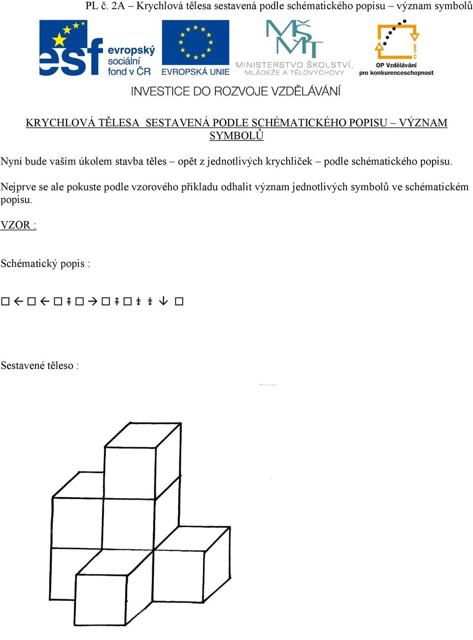 jednotlivých krychliček podle schématického popisu.