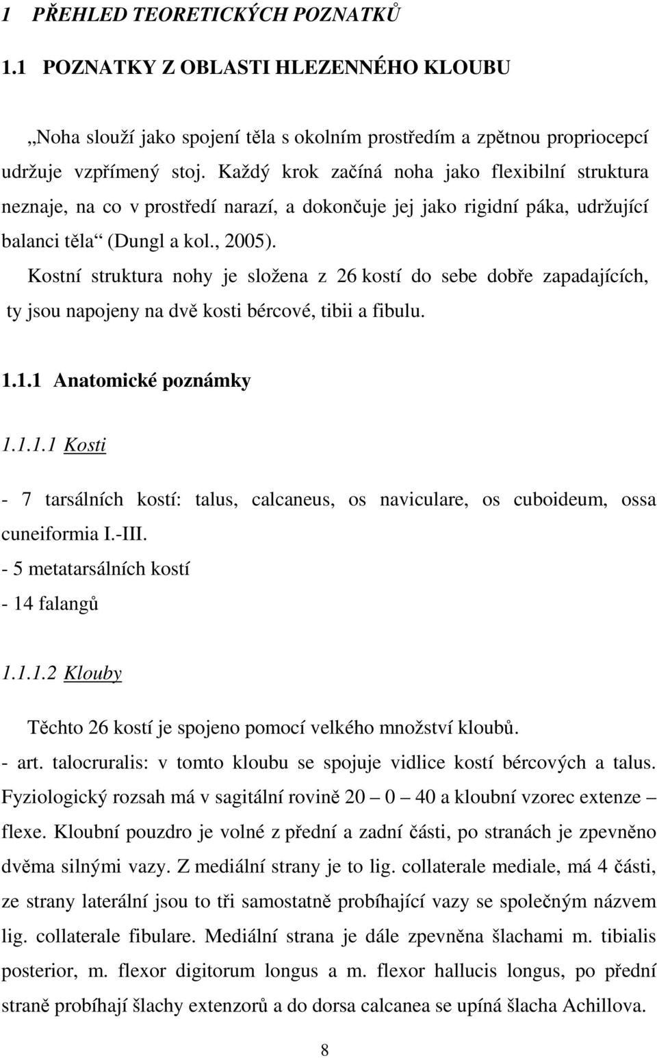 Kostní struktura nohy je složena z 26 kostí do sebe dobře zapadajících, ty jsou napojeny na dvě kosti bércové, tibii a fibulu. 1.