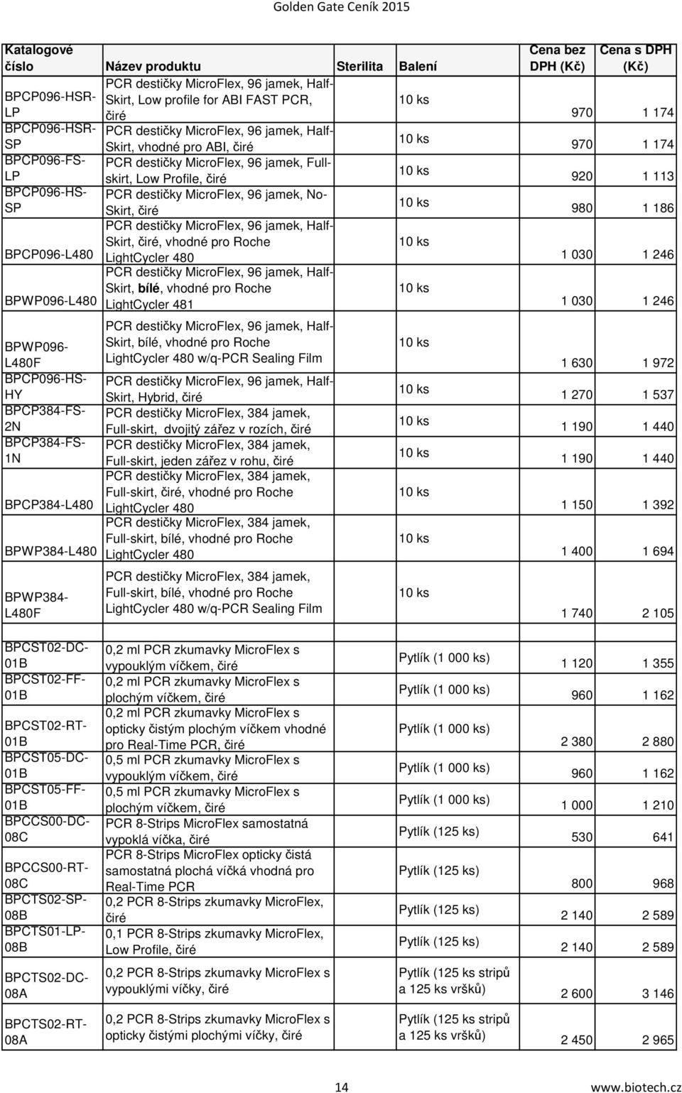 BPCP096-L480 LightCycler 480 PCR destiky MicroFlex, 96 jamek, Half- Skirt, bílé, vhodné pro Roche BPWP096-L480 LightCycler 481 PCR destiky MicroFlex, 96 jamek, Half- BPWP096- Skirt, bílé, vhodné pro