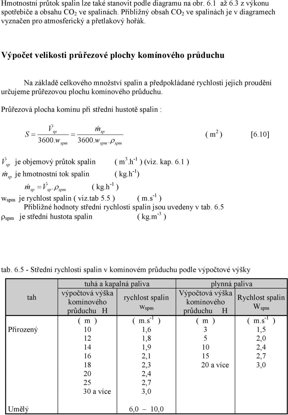 Výpočet velikoti průřezové plochy komínového průduchu Na základě celkového množtví alin a předpokládané rychloti jejich proudění určujeme průřezovou plochu komínového průduchu.