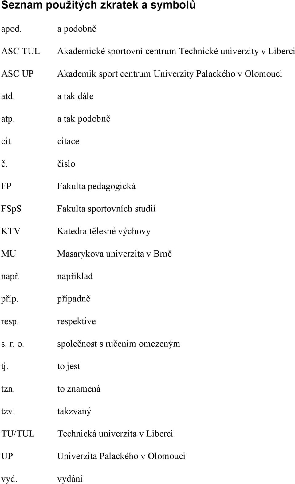 podobně citace č. číslo FP FSpS KTV MU např. příp. resp.