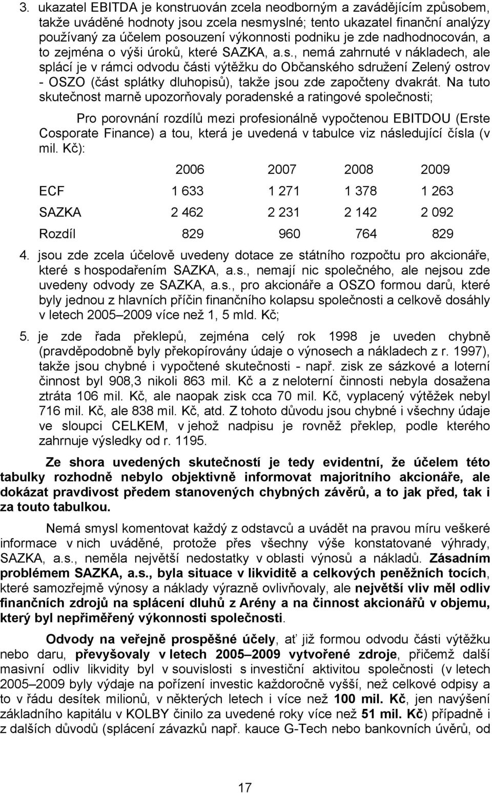 , nemá zahrnuté v nákladech, ale splácí je v rámci odvodu části výtěžku do Občanského sdružení Zelený ostrov - OSZO (část splátky dluhopisů), takže jsou zde započteny dvakrát.