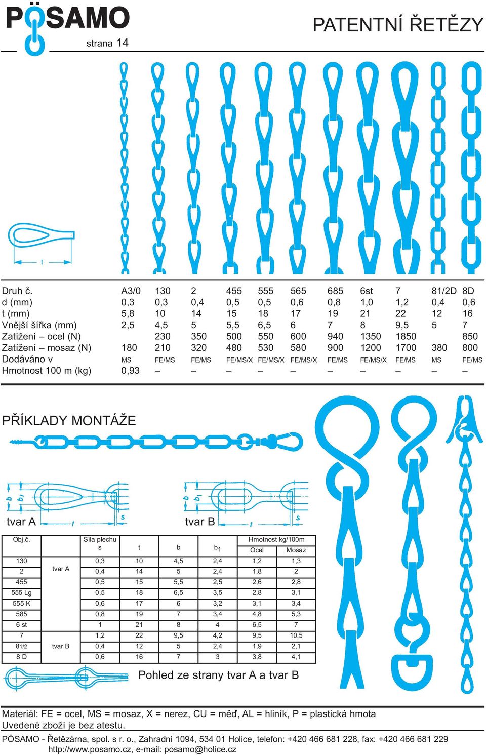 230 350 500 550 600 940 1350 1850 850 Zatížení mosaz (N) 180 210 320 480 530 580 900 1200 1700 380 800 Doáváno v MS FE/MS FE/MS FE/MS/X FE/MS/X FE/MS/X FE/MS FE/MS/X FE/MS MS FE/MS Hmotnost 100 m