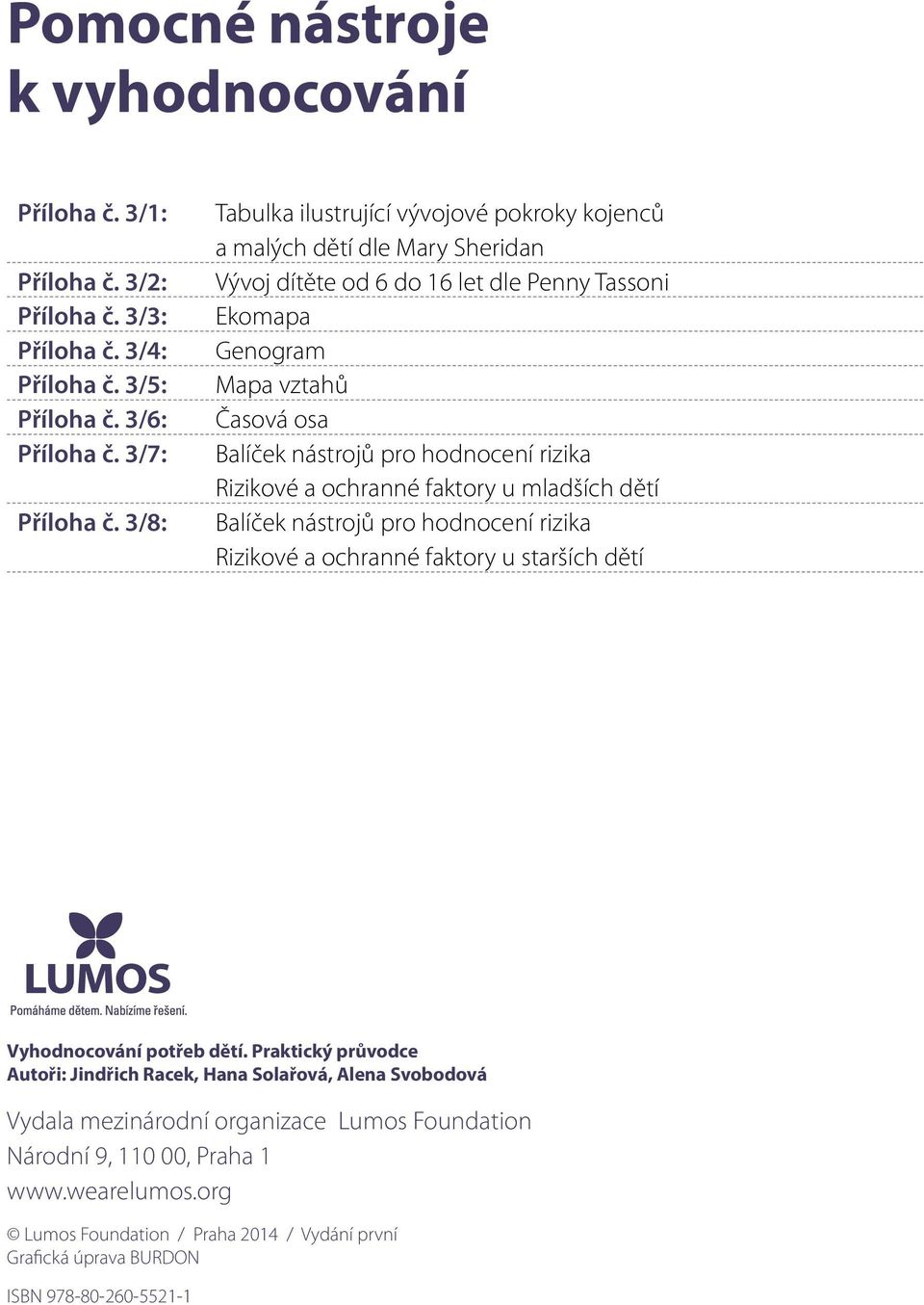 hodnocení rizika Rizikové a ochranné faktory u mladších dětí Balíček nástrojů pro hodnocení rizika Rizikové a ochranné faktory u starších dětí Vyhodnocování potřeb dětí.