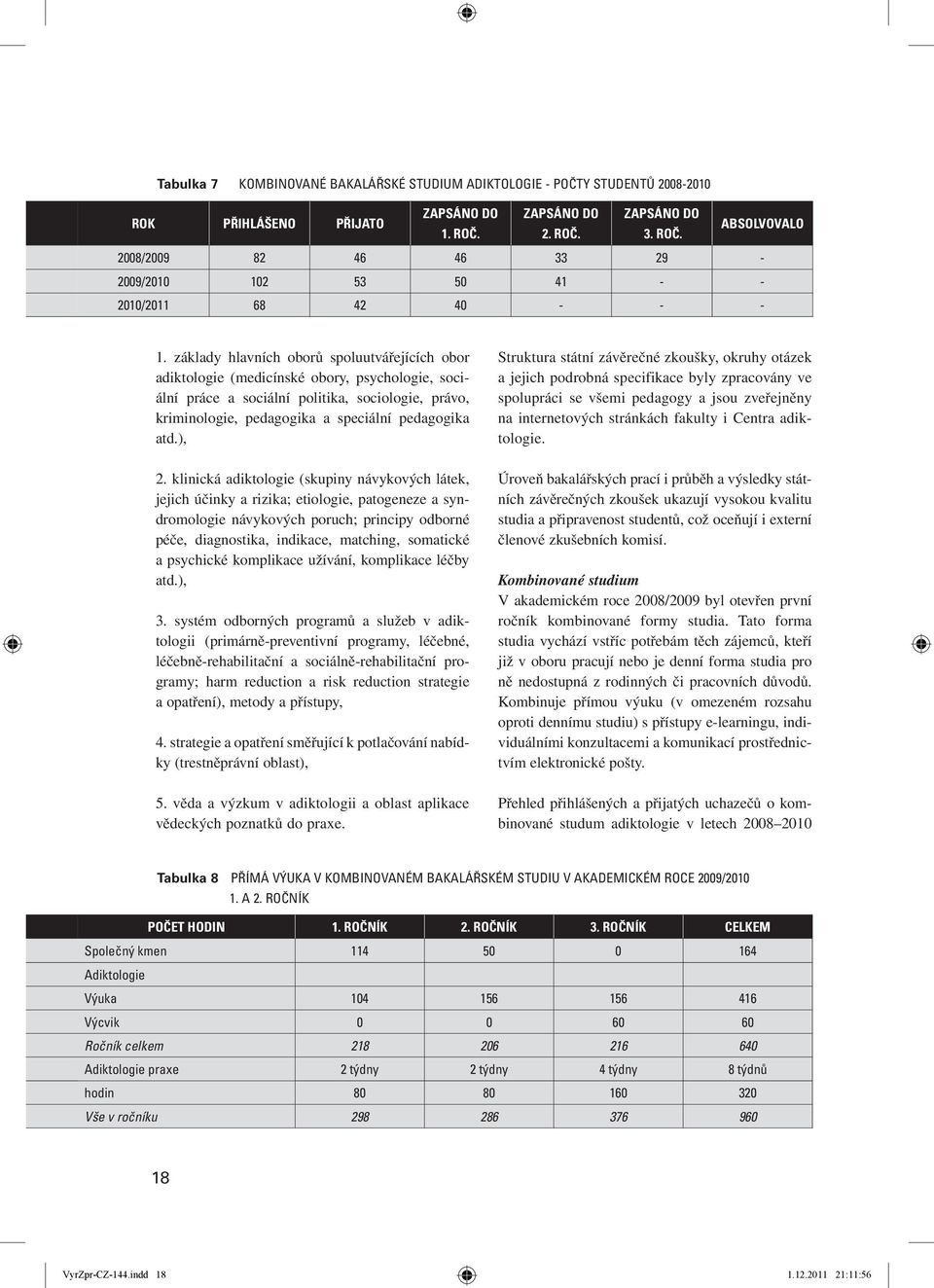 základy hlavních oborů spoluutvářejících obor adiktologie (medicínské obory, psychologie, sociální práce a sociální politika, sociologie, právo, kriminologie, pedagogika a speciální pedagogika atd.