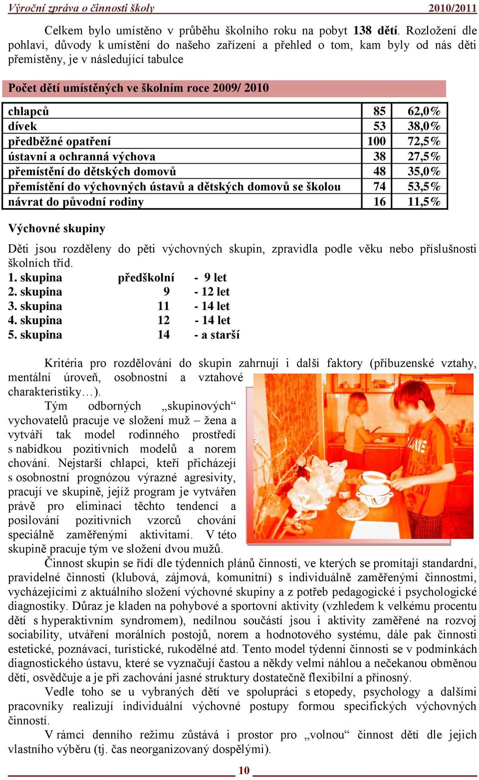 62,0% dívek 53 38,0% předběţné opatření 100 72,5% ústavní a ochranná výchova 38 27,5% přemístění do dětských domovů 48 35,0% přemístění do výchovných ústavů a dětských domovů se školou 74 53,5%