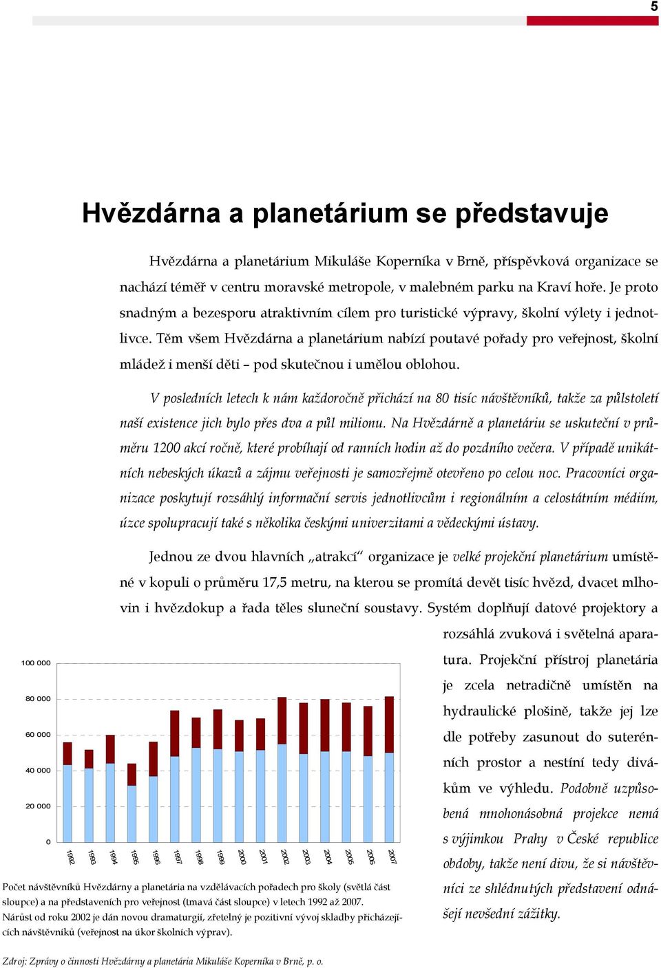 Těm všem Hvězdárna a planetárium nabízí poutavé pořady pro veřejnost, školní mládež i menší děti pod skutečnou i umělou oblohou.