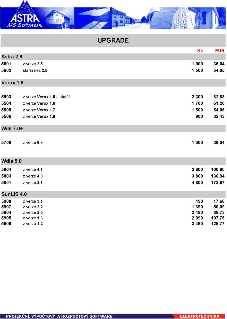 0+ 5708 z verze 6.x 1 000 36,04 Wdls 5.0 5804 z verze 4.1 2 800 100,90 5803 z verze 4.0 3 800 136,94 5801 z verze 3.