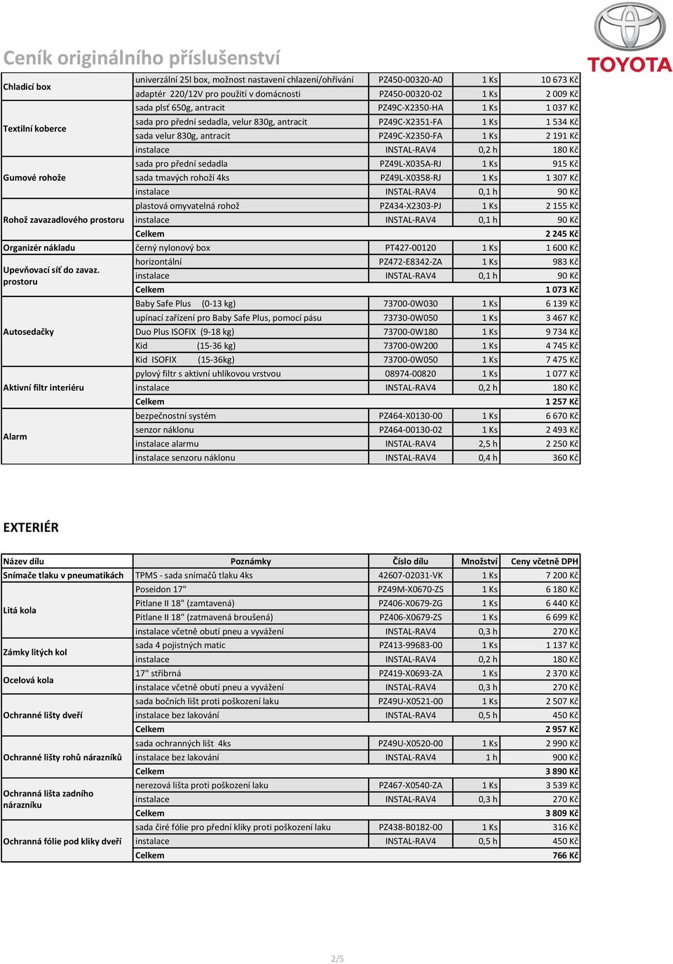 PZ49C-X2350-FA 1 Ks 2 191 Kč sada pro přední sedadla PZ49L-X035A-RJ 1 Ks 915 Kč sada tmavých rohoží 4ks PZ49L-X0358-RJ 1 Ks 1 307 Kč plastová omyvatelná rohož PZ434-X2303-PJ 1 Ks 2 155 Kč 2 245 Kč