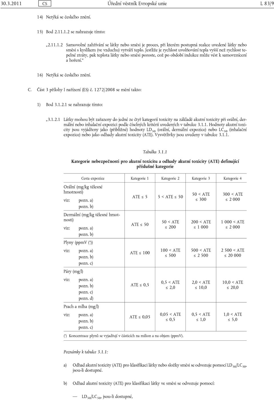 Část 3 přílohy I nařízení (ES) č. 127