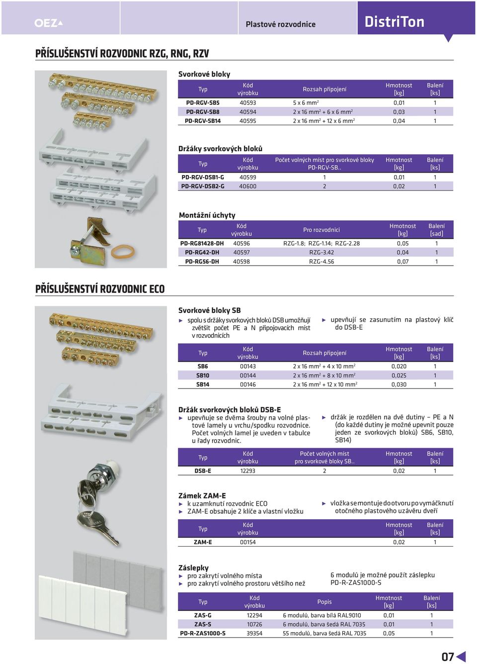 . [ks] PD-RGV-DSB-G PD-RGV-DSB2-G 40599 40600 2 0,0 0,02 Montážní úchyty Pro rozvodnici [sad] PD-RG8428-DH PD-RG42-DH PD-RG56-DH 40596 40597 40598 RZG-.8; RZG-.4; RZG-2.28 RZG-3.42 RZG-4.