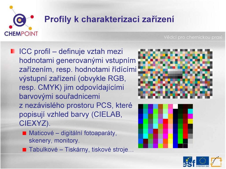 CMYK) jim odpovídajícími barvovými souřadnicemi z nezávislého prostoru PCS, které popisují