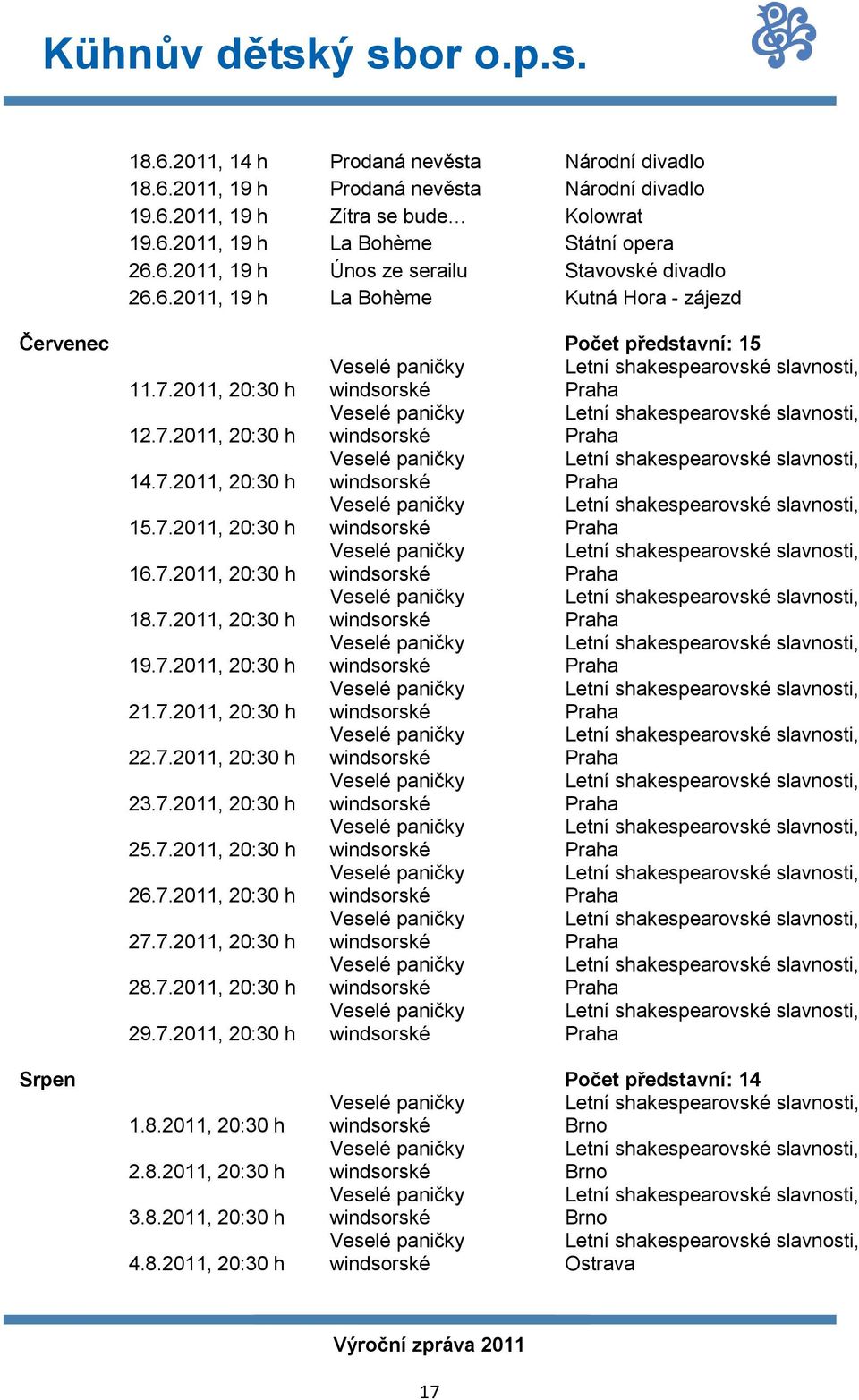 7.2011, 20:30 h 16.7.2011, 20:30 h 18.7.2011, 20:30 h 19.7.2011, 20:30 h 21.7.2011, 20:30 h 22.7.2011, 20:30 h 23.7.2011, 20:30 h 25.7.2011, 20:30 h 26.7.2011, 20:30 h 27.7.2011, 20:30 h 28.