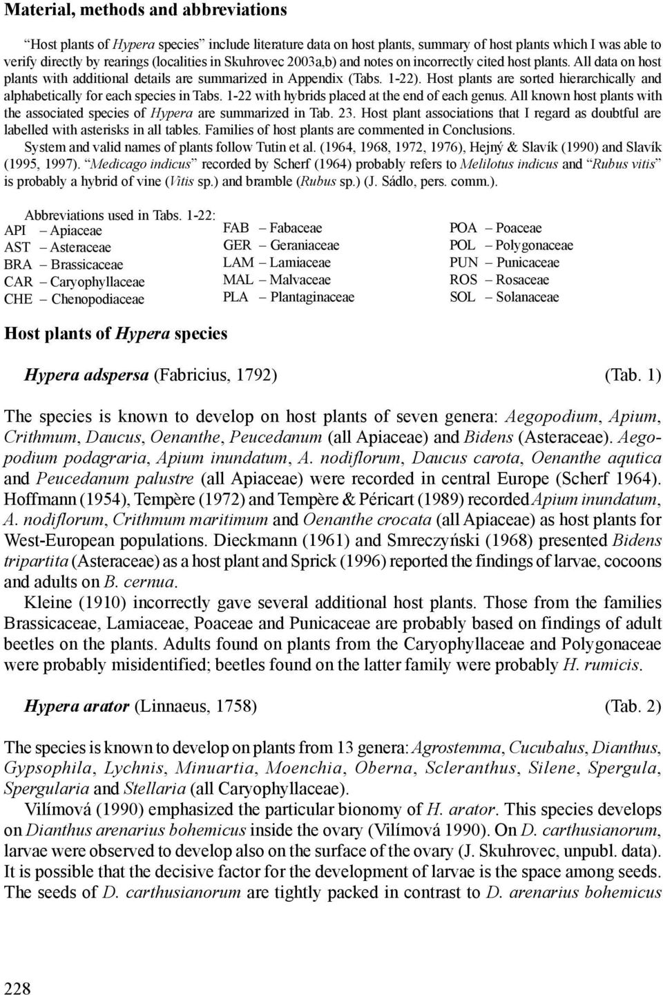 Host plants are sorted hierarchically and alphabetically for each species in Tabs. 1-22 with hybrids placed at the end of each genus.