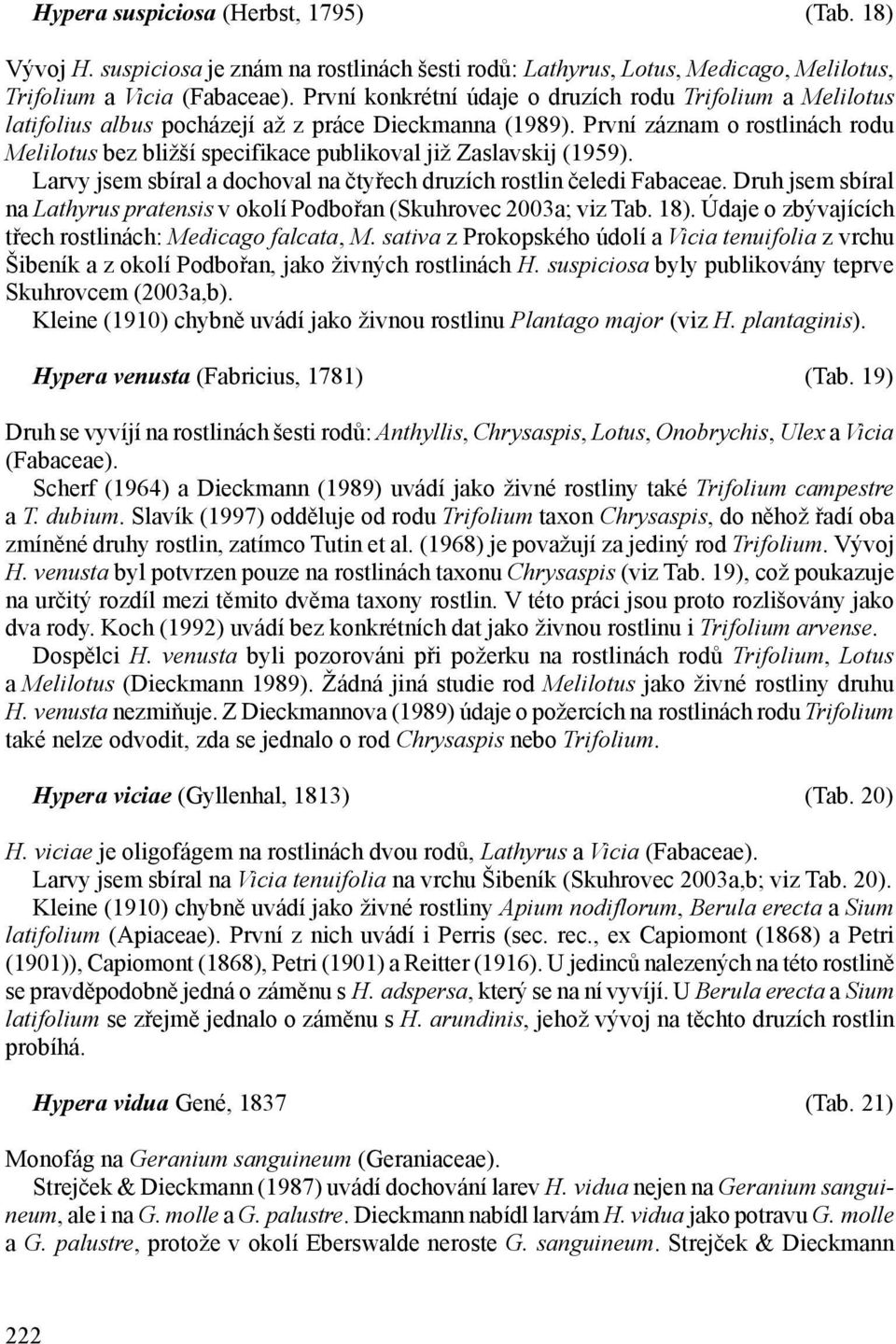 První záznam o rostlinách rodu Melilotus bez bližší specifikace publikoval již Zaslavskij (1959). Larvy jsem sbíral a dochoval na čtyřech druzích rostlin čeledi Fabaceae.