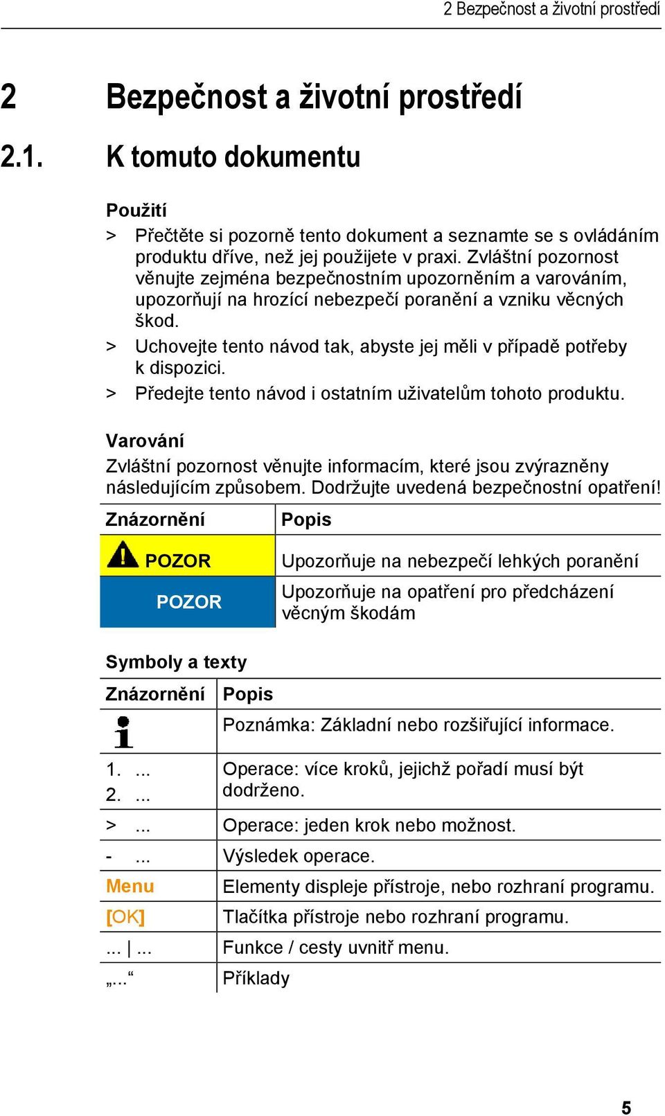 Zvláštní pozornost věnujte zejména bezpečnostním upozorněním a varováním, upozorňují na hrozící nebezpečí poranění a vzniku věcných škod.