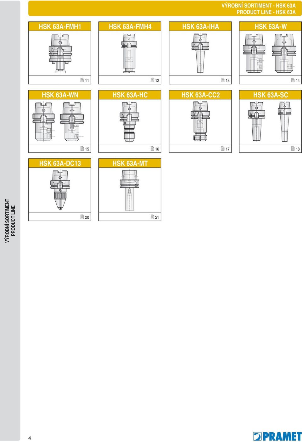 HSK 63A-WN HSK 63A-HC HSK 63A-CC2 HSK 63A-SC 15 16 17 18