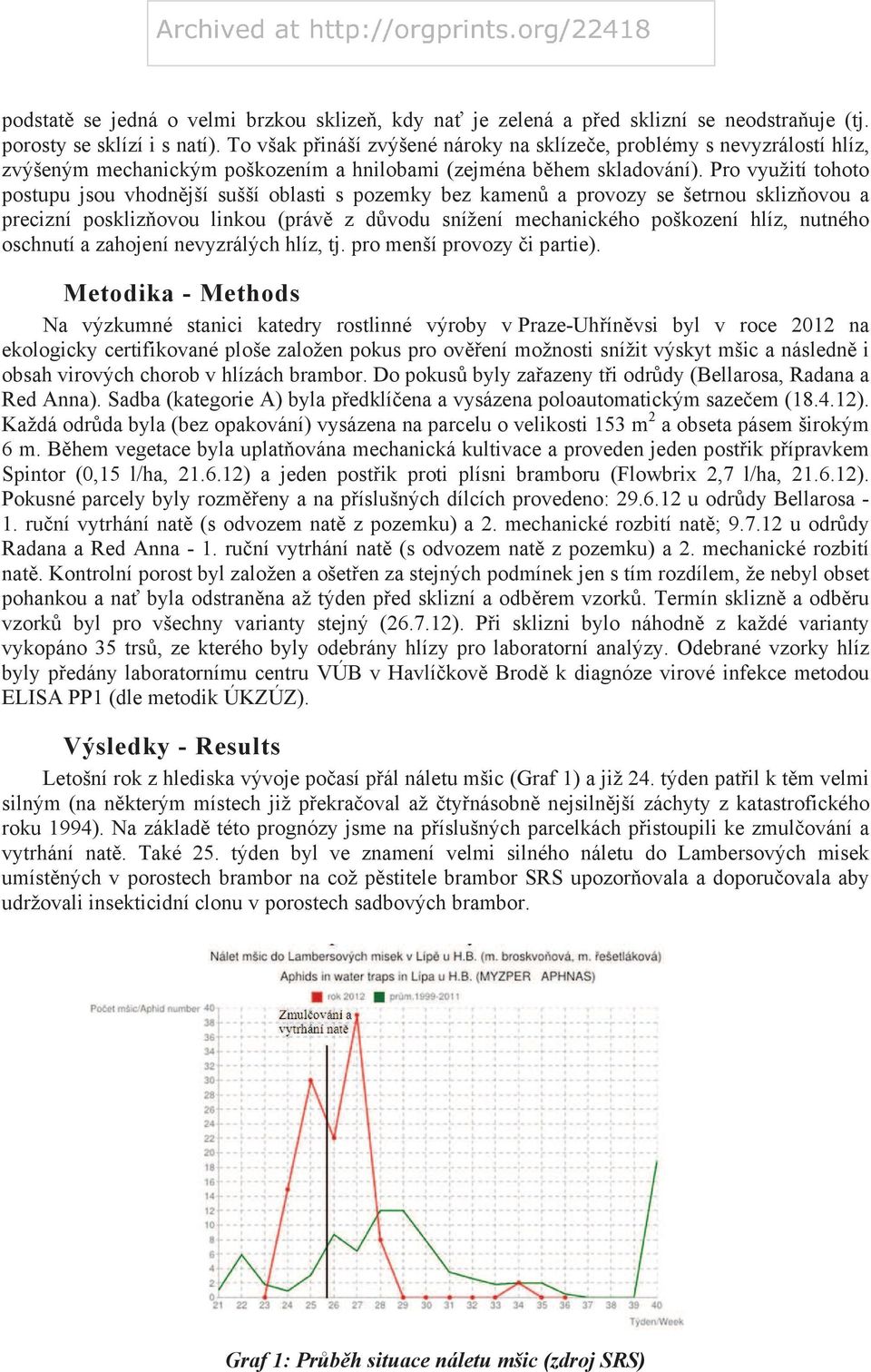 Pro využití tohoto postupu jsou vhodn jší sušší oblasti s pozemky bez kamen a provozy se šetrnou skliz ovou a precizní poskliz ovou linkou (práv z d vodu snížení mechanického poškození hlíz, nutného