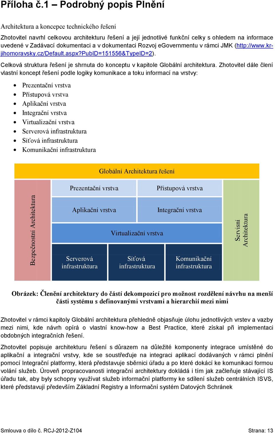 a v dokumentaci Rozvoj egovernmentu v rámci JMK (http://www.krjihomoravsky.cz/default.aspx?pubid=151556&typeid=2). Celková struktura řešení je shrnuta do konceptu v kapitole Globální architektura.