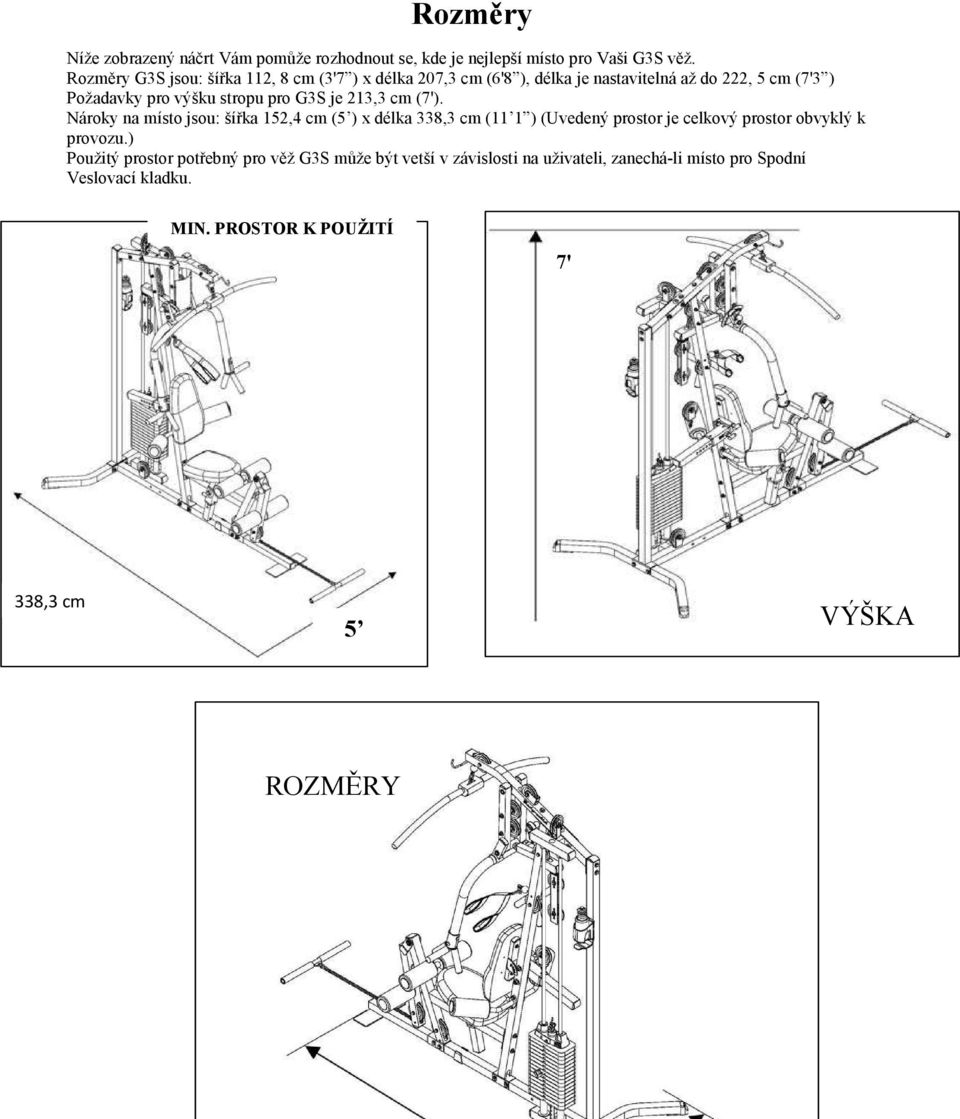 pro G3S je 213,3 cm (7').