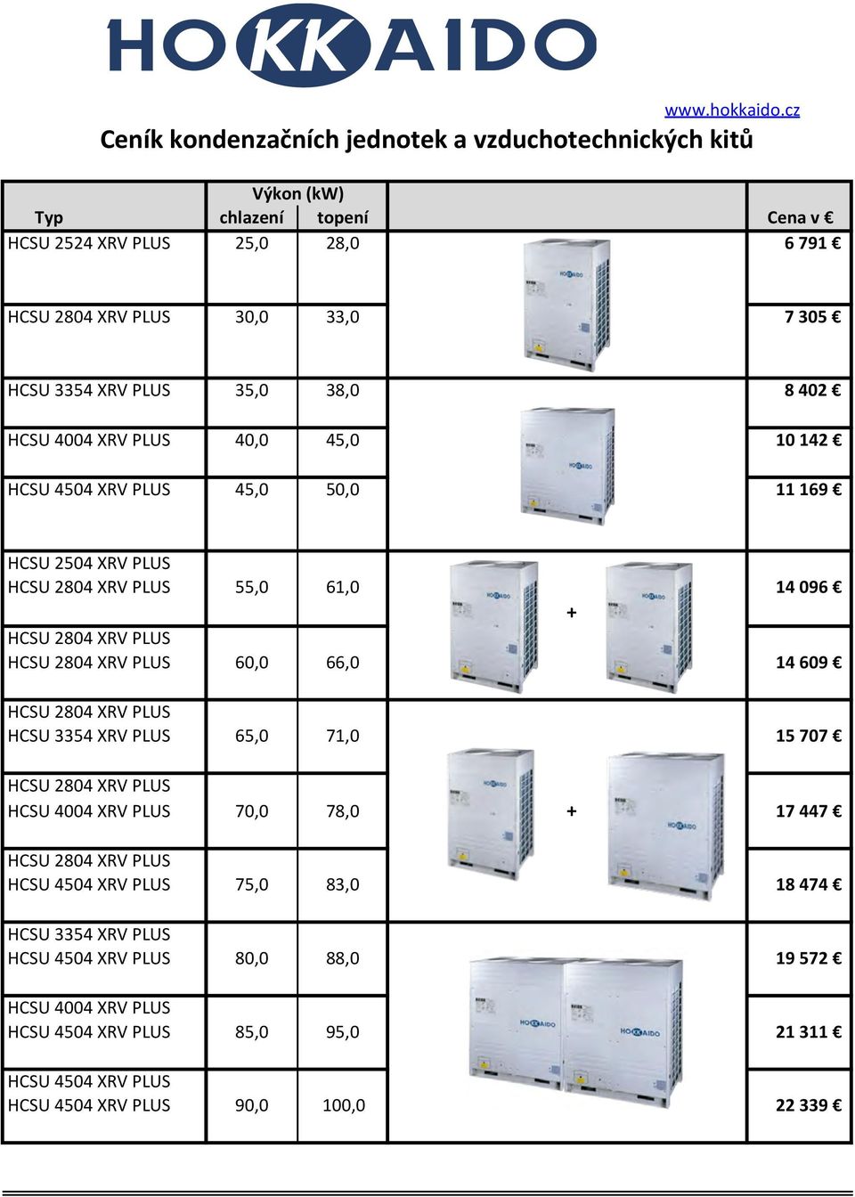 XRV PLUS 25,0 28,0 6 791 30,0 33,0 7 305 35,0 38,0 8 402 HCSU 4004 XRV PLUS 40,0 45,0 10 142 45,0 50,0 11