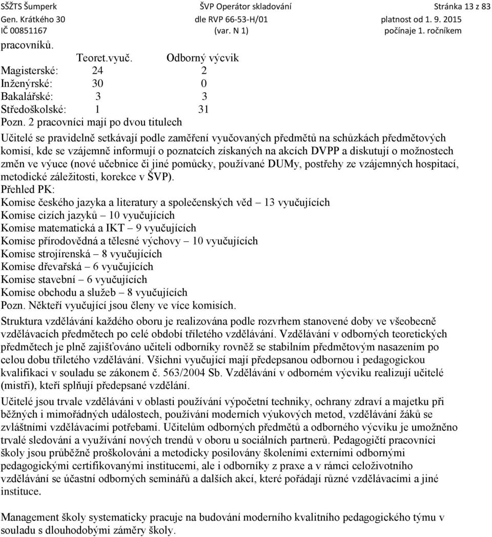 DVPP a diskutují o možnostech změn ve výuce (nové učebnice či jiné pomůcky, používané DUMy, postřehy ze vzájemných hospitací, metodické záležitosti, korekce v ŠVP).