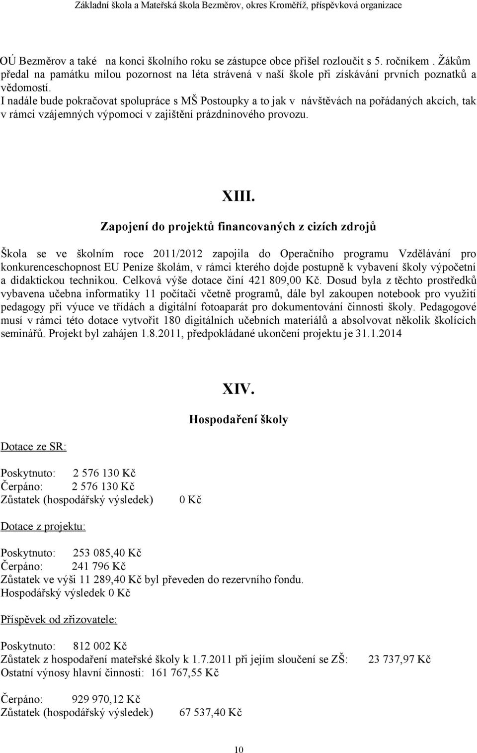 I nadále bude pokračovat spolupráce s MŠ Postoupky a to jak v návštěvách na pořádaných akcích, tak v rámci vzájemných výpomocí v zajištění prázdninového provozu. XIII.