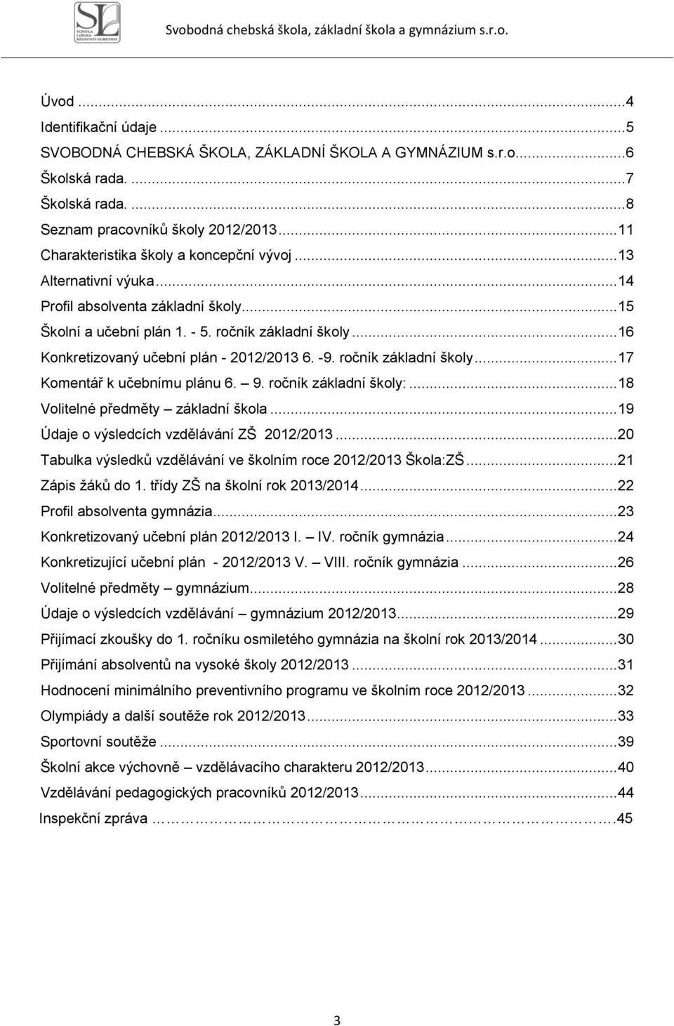 .. 16 Konkretizovaný učební plán - 2012/2013 6. -9. ročník základní školy... 17 Komentář k učebnímu plánu 6. 9. ročník základní školy:... 18 Volitelné předměty základní škola.