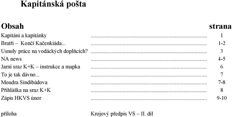 .. 4-5 Jarní sraz K+K instrukce a mapka... 6 To je tak dávno.