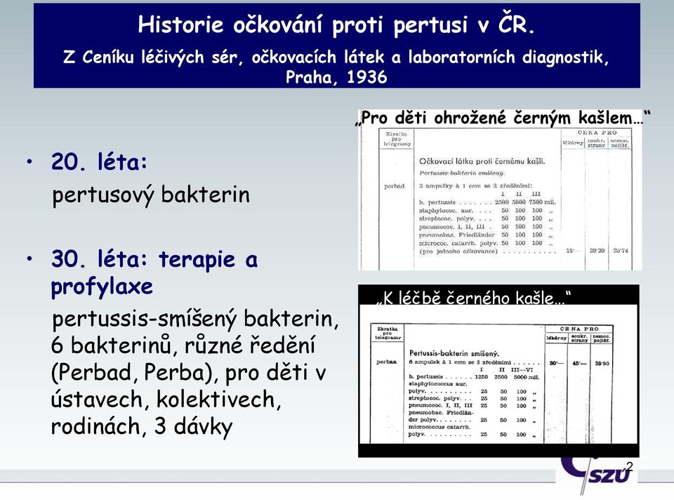 léta: pertusový bakterin Pro děti ohrožené černým kašlem 30.