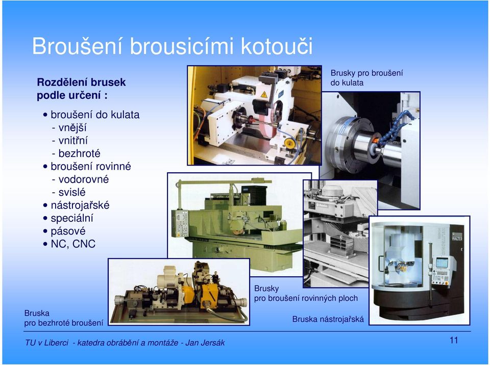 broušení rovinné - vodorovné - svislé nástrojařské speciální pásové NC, CNC