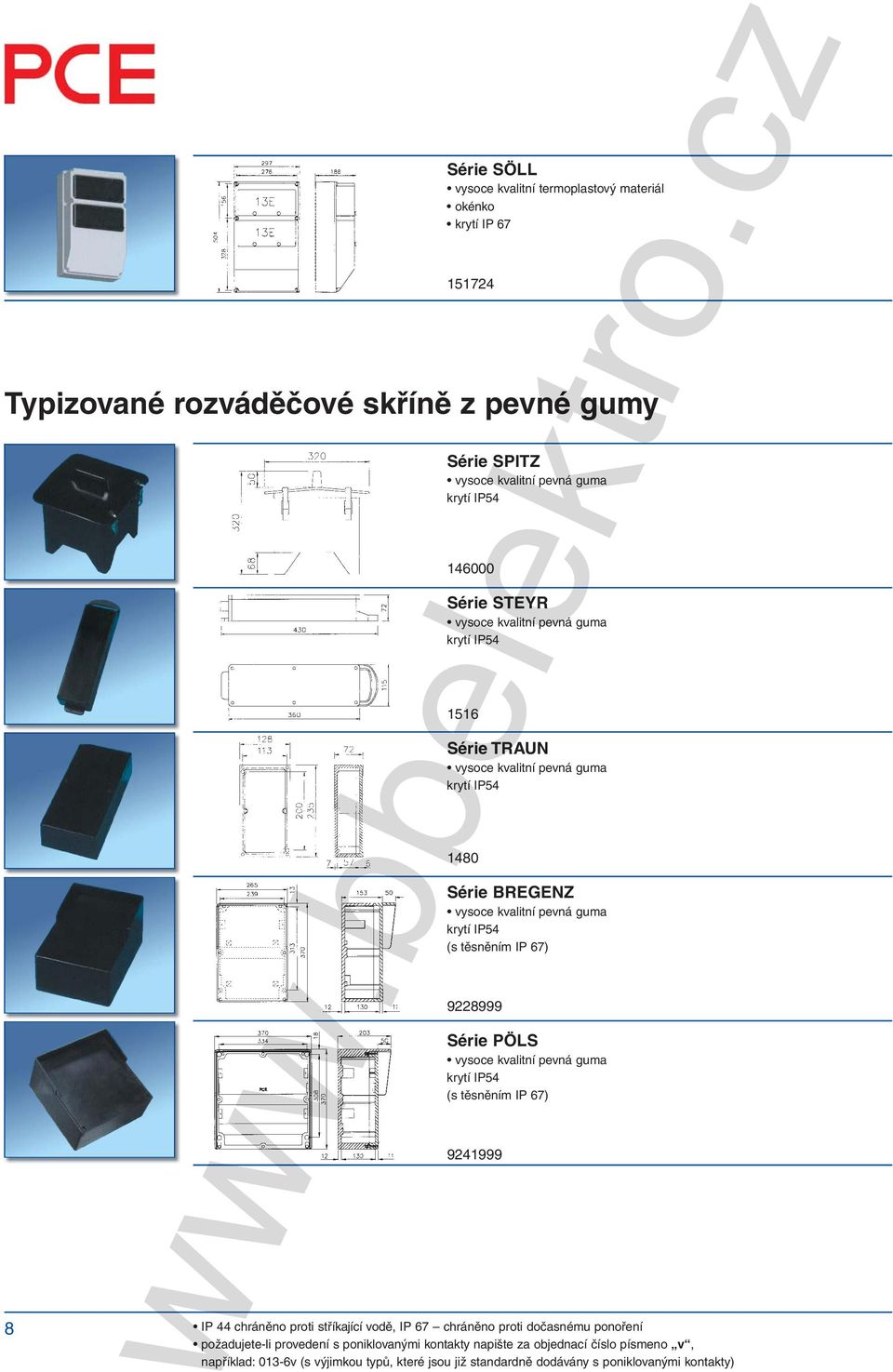 kvalitní pevná guma krytí IP54 1480 Série BREGENZ vysoce kvalitní pevná guma krytí IP54 (s těsněním IP 67) 9228999 Série PÖLS