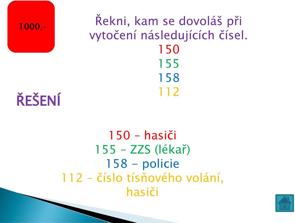 150 155 158 112 150 hasiči 155 ZZS