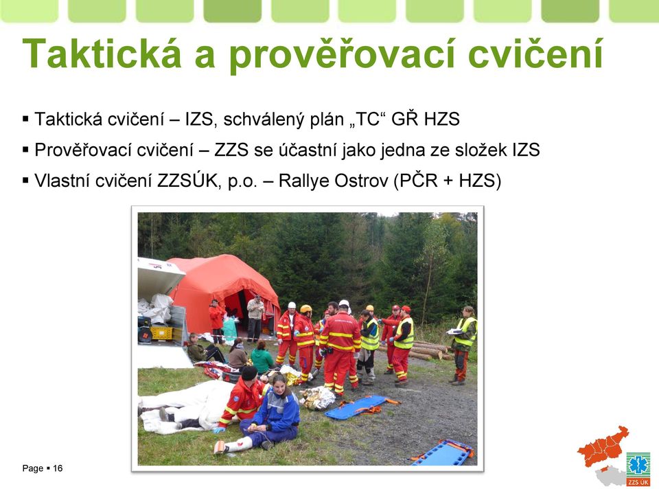 ZZS se účastní jako jedna ze složek IZS Vlastní