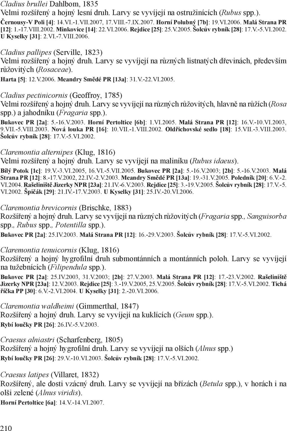 Larvy se vyvíjejí na různých listnatých dřevinách, především růžovitých (Rosaceae). Harta [5]: 12.V.2006. Meandry Smědé PR [13a]: 31.V.-22.VI.2005.